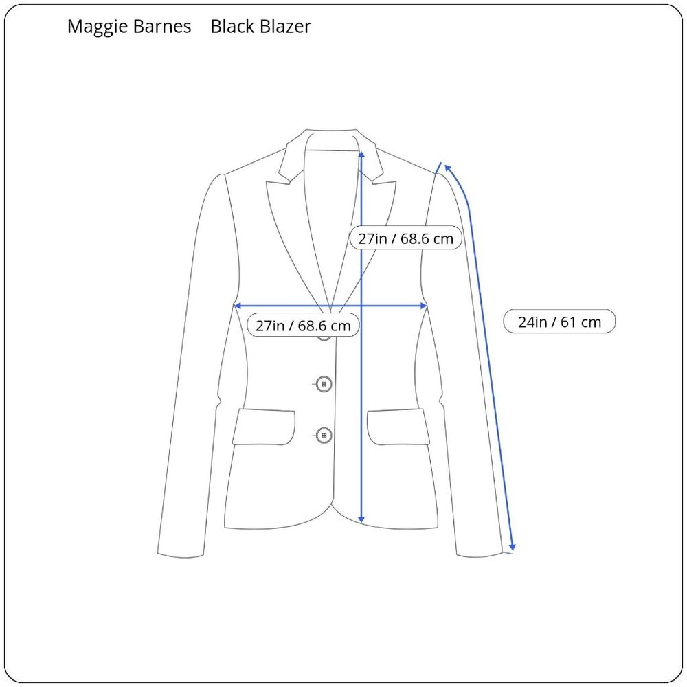 Maggie Barnes Plus Size 2X 22/24W Black 3 Button Notched Collar Blazer Jacket - Picture 2 of 6